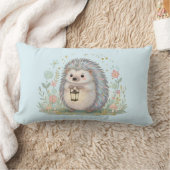 かわいいハリネズミとランタン ランバークッション (ブランケット)