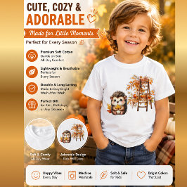 かわいいハリネズミと収穫のはしごのイラスト トライブレンドTシャツ