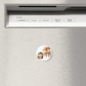 かわいいハリネズミと収穫のはしごのイラスト マグネット (インサイチュ (食洗機))