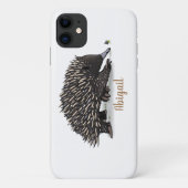 かわいいハリネズミと蜂のかわいいイラスト Case-Mate iPhoneケース (裏面)