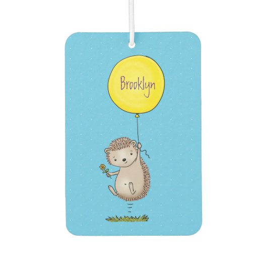 かわいいハリネズミと風船の漫画パターン カーエアーフレッシュナー (正面)