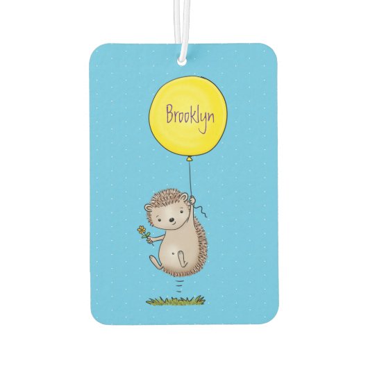 かわいいハリネズミと風船の漫画パターン カーエアーフレッシュナー (裏面)