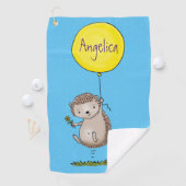 かわいいハリネズミと風船の漫画パターン ゴルフタオル (インサイチュ)