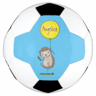 かわいいハリネズミと風船の漫画パターン サッカーボール