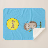 かわいいハリネズミと風船の漫画パターン シェルパブランケット (正面(横))