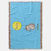 かわいいハリネズミと風船の漫画パターン スローブランケット (正面縦)