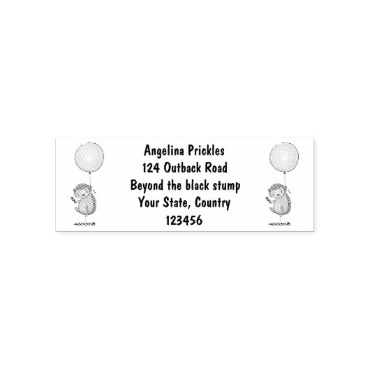 かわいいハリネズミと風船の漫画パターン セルフインキングスタンプ (デザイン)