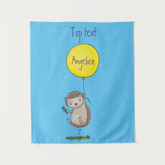 かわいいハリネズミと風船の漫画パターン タペストリー (正面)