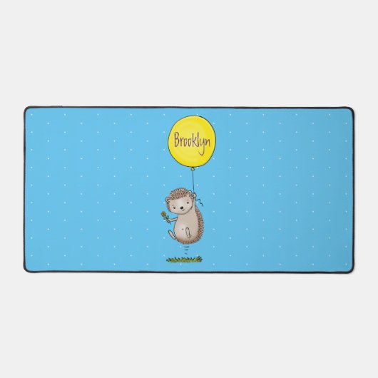 かわいいハリネズミと風船の漫画パターン デスクマット (正面)