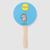 かわいいハリネズミと風船の漫画パターン ハンドファン (裏面)