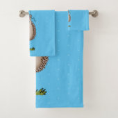 かわいいハリネズミと風船の漫画パターン バスタオルセット (インサイチュ)