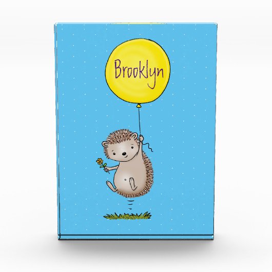 かわいいハリネズミと風船の漫画パターン フォトブロック (正面)