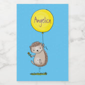 かわいいハリネズミと風船の漫画パターン フードラベル (シングルラベル)