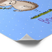 かわいいハリネズミと風船の漫画パターン ポスター (角)