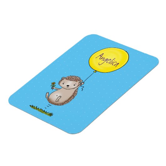 かわいいハリネズミと風船の漫画パターン マグネット (左側)