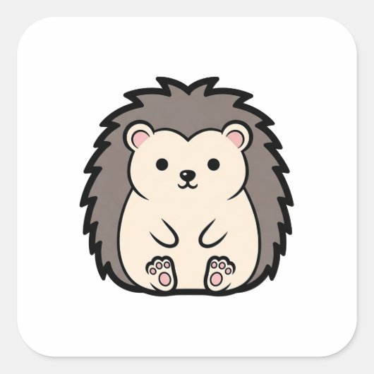 かわいいハリネズミのイラスト スクエアシール (正面)