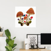 かわいいハリネズミのカップルとキノコ ポスター (ホームオフィス)