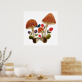 かわいいハリネズミのカップルとキノコ ポスター (キッチン)