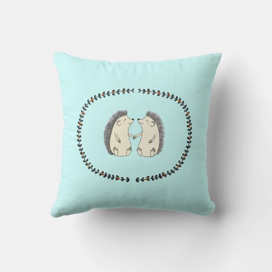 かわいいハリネズミのカップルの森林ソファの装飾用クッション クッション (裏面)