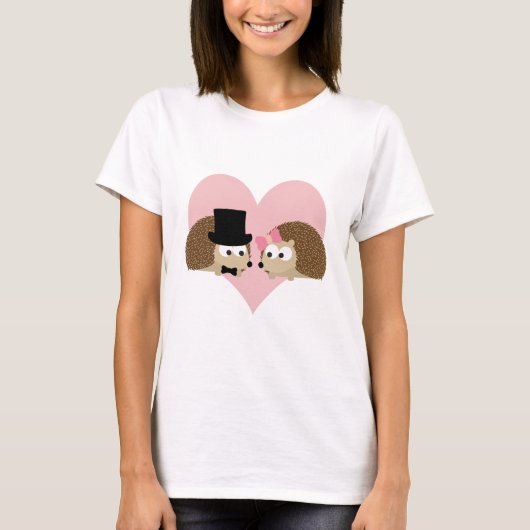 かわいいハリネズミのカップル Tシャツ (正面)