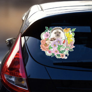 かわいいハリネズミのカラフルな野生の花の森 シール
