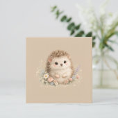 かわいいハリネズミのカントリーローズギフト 招待状 (スタンド正面)