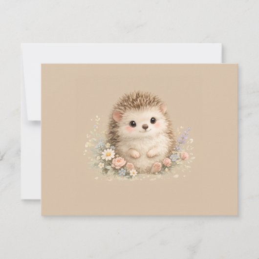 かわいいハリネズミのカントリーローズギフト 招待状 (正面)
