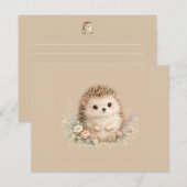かわいいハリネズミのカントリーローズギフト 招待状 (正面/裏面)