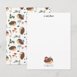 かわいいハリネズミのキノコと森の動物の子供部屋イラスト ノートカード