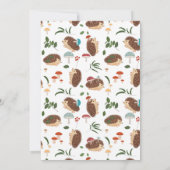かわいいハリネズミのキノコの森の動物の子供たち サンキューカード (裏面)