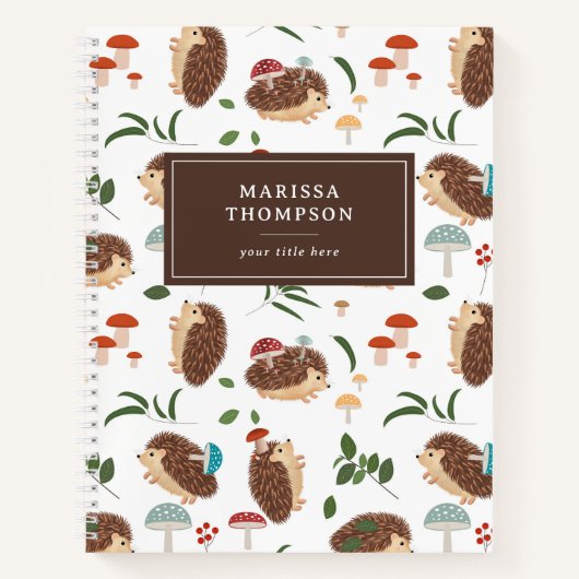 かわいいハリネズミのキノコ 森の動物 ノートブック (正面)