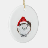 かわいいハリネズミのクリスマスの飾り セラミックオーナメント (右)