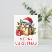 かわいいハリネズミのクリスマスカード シーズンカード (スタンド正面)