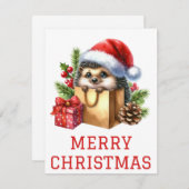 かわいいハリネズミのクリスマスカード シーズンカード (正面/裏面)