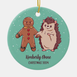 かわいいハリネズミのクリスマス動物の雪の冬の休日 セラミックオーナメント