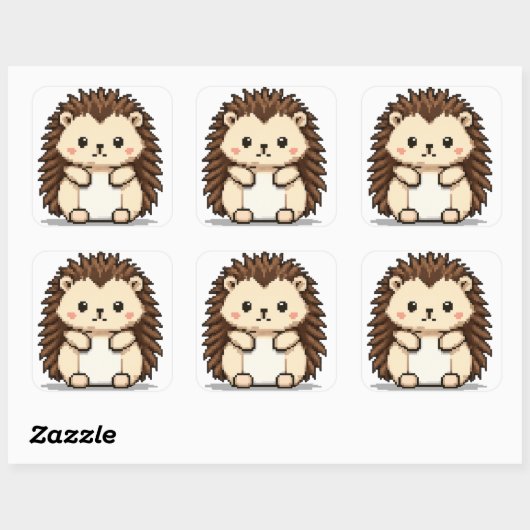 かわいいハリネズミのステッカー スクエアシール (シート)