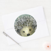 かわいいハリネズミのステッカー ラウンドシール (封筒)