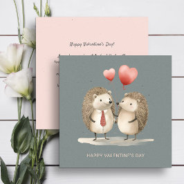 かわいいハリネズミのバレンタインデーのカップル シーズンカード