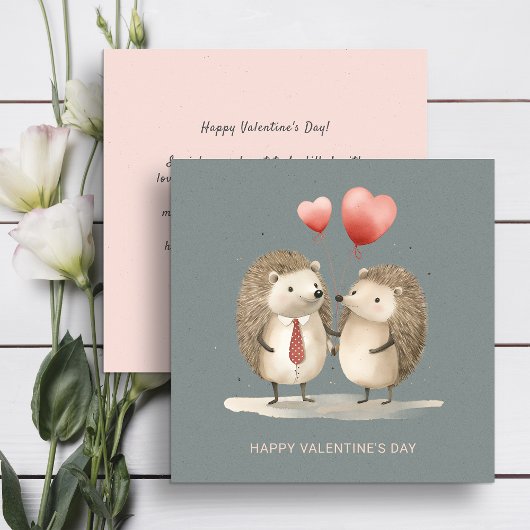 かわいいハリネズミのバレンタインデーのカップル シーズンカード