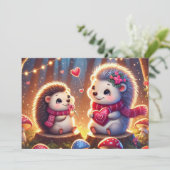 かわいいハリネズミのバレンタインデーカード シーズンカード (スタンド正面)