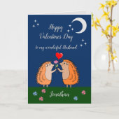 かわいいハリネズミのバレンタイン折りたたみグリーティングカード カード (黄色い花)