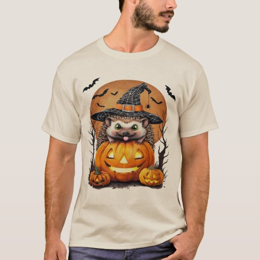 かわいいハリネズミのパンプキンデザイン | 愛好家にぴったり Tシャツ (正面)