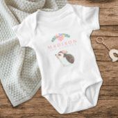 かわいいハリネズミのピンクのベビーガール ベビーボディスーツ