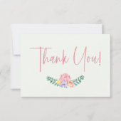 かわいいハリネズミのピンク動物の女の子の赤ちゃんシャワー サンキューカード (正面)