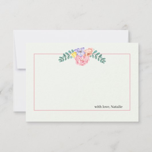 かわいいハリネズミのピンク動物の女の子の赤ちゃんシャワー サンキューカード (裏面)