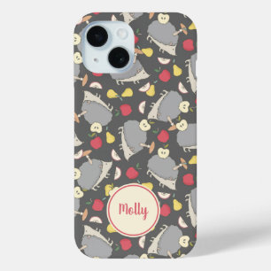 かわいいハリネズミのフルーツパターパーソナライズされたン iPhone 15ケース
