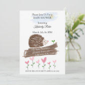 かわいいハリネズミのベビーシャワー 招待状 (スタンド正面)