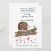 かわいいハリネズミのベビーシャワー 招待状 (正面/裏面)