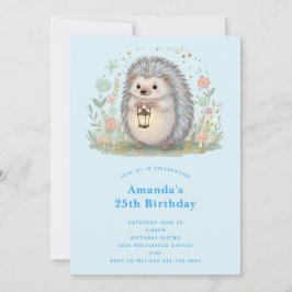 かわいいハリネズミのランタンの誕生日 招待状