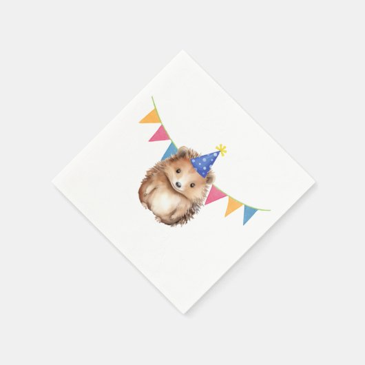 かわいいハリネズミの子供の誕生日パーティー スタンダードカクテルナプキン (角)